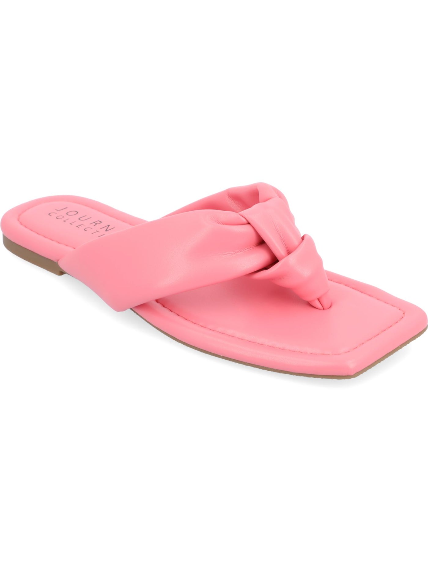 JOURNEE COLLECTION Womens Pink Cushioned Ares Square Toe Slip On Thong Sandals Shoes 10 M