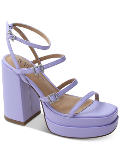 WILD PAIR Womens Purple 1-1/2" Platform Ankle Strap Goring Olyve Open Toe Block Heel Buckle Heeled Sandal 5.5 M