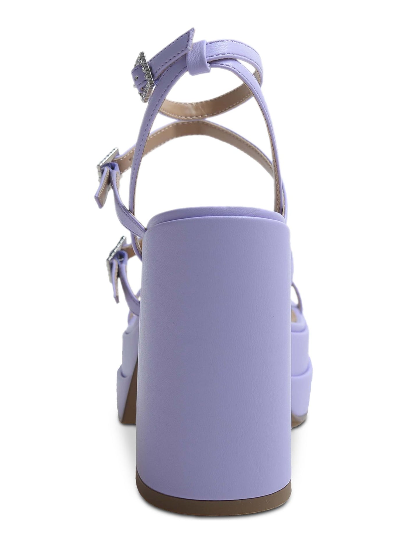 WILD PAIR Womens Purple 1-1/2" Platform Ankle Strap Goring Olyve Open Toe Block Heel Buckle Heeled Sandal 5.5 M