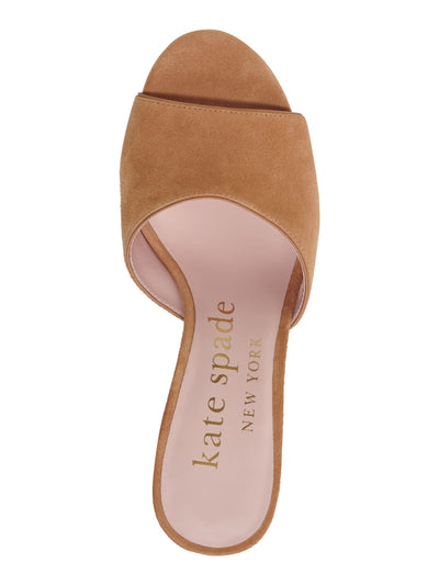 KATE SPADE NEW YORK Womens Beige 1" Cork-Like Platform Padded Penelope Round Toe Wedge Slip On Leather Heeled Sandal 11 B