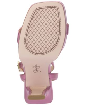 JESSICA SIMPSON Womens Pink Ankle Strap Cushioned Adonia Square Toe Buckle Dress Heeled M