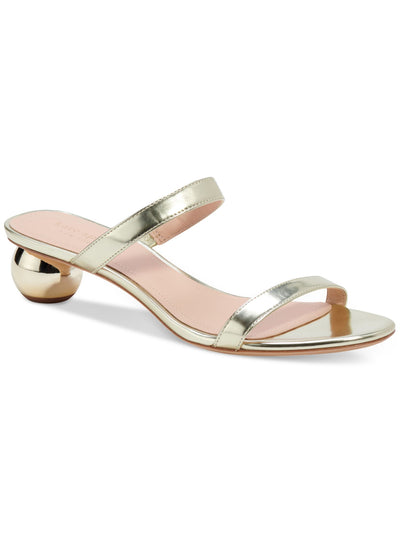 KATE SPADE NEW YORK Womens Gold Padded Goring Strappy Palm Springs Round Toe Sculpted Heel Slip On Leather Dress Sandals Shoes 5.5 B