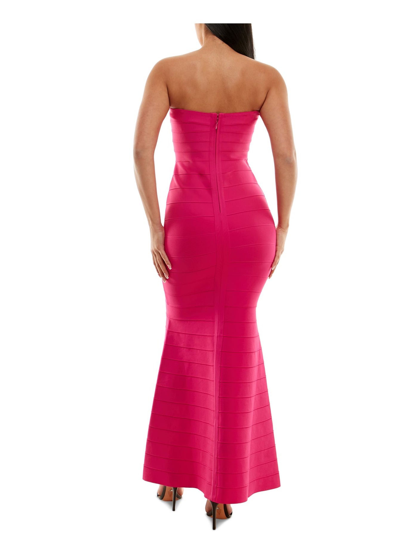 BEBE Womens Pink Zippered Unlined Sleeveless Strapless Full-Length Evening Gown Dress L