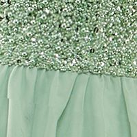 SAY YES TO THE PROM Womens Green Embellished Zippered Padded Lined Tulle Mesh Sleeveless Sweetheart Neckline Full-Length Party Gown Dress