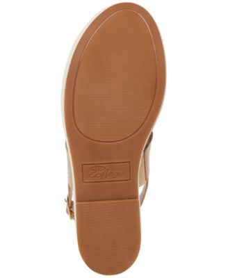 AQUA COLLEGE Womens Beige 1" Platform Wide Straps Padded Nadi Round Toe Wedge Buckle Leather Slingback Sandal