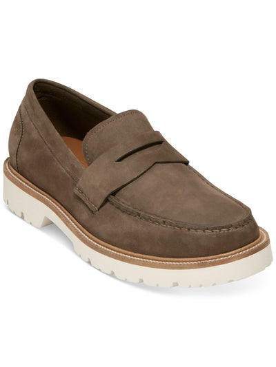 COLE HAAN Mens Brown Moc-Toe Comfort Cushioned Lightweight American Classics Round Toe Slip On Leather Loafers Shoes 12 M