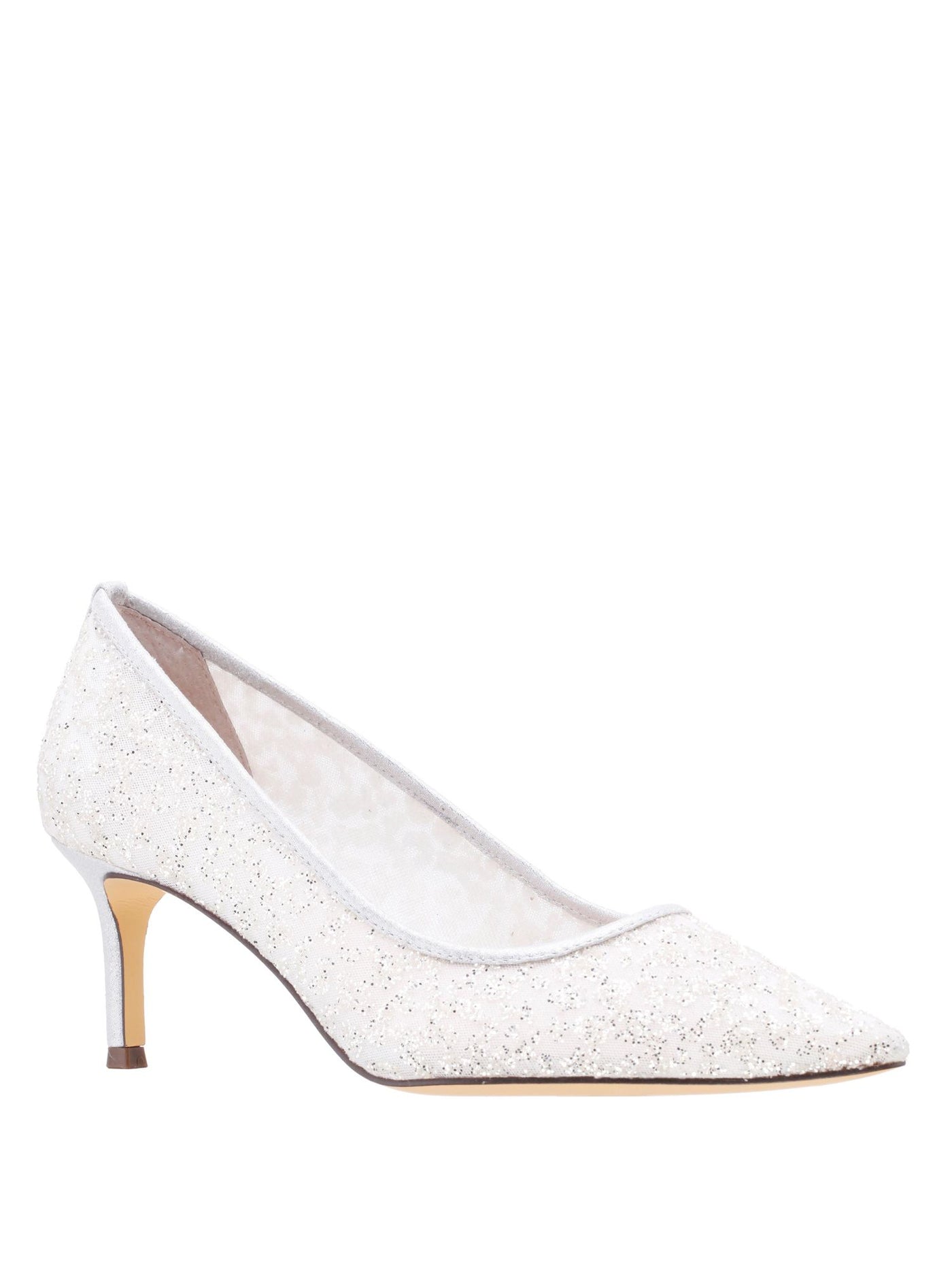 NINA NEW YORK Womens Silver Glitter Padded Nikki Pointed Toe Stiletto Slip On Dress Pumps Shoes 7.5 M