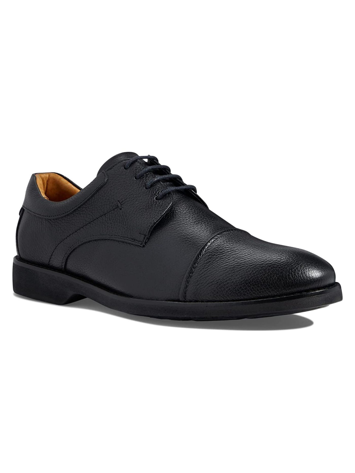 MARC JOSEPH NEW YORK Mens Black Derby Flexible Padded Comfort Wellington Cap Toe Block Heel Lace-Up Leather Dress Shoes 10.5