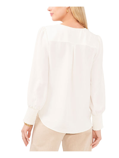 VINCE CAMUTO Womens White Long Sleeve Surplice Neckline Top XXS