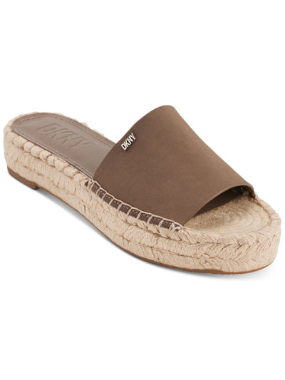 DKNY Womens Brown Padded Camillo Round Toe Platform Slide Espadrille Shoes 7.5
