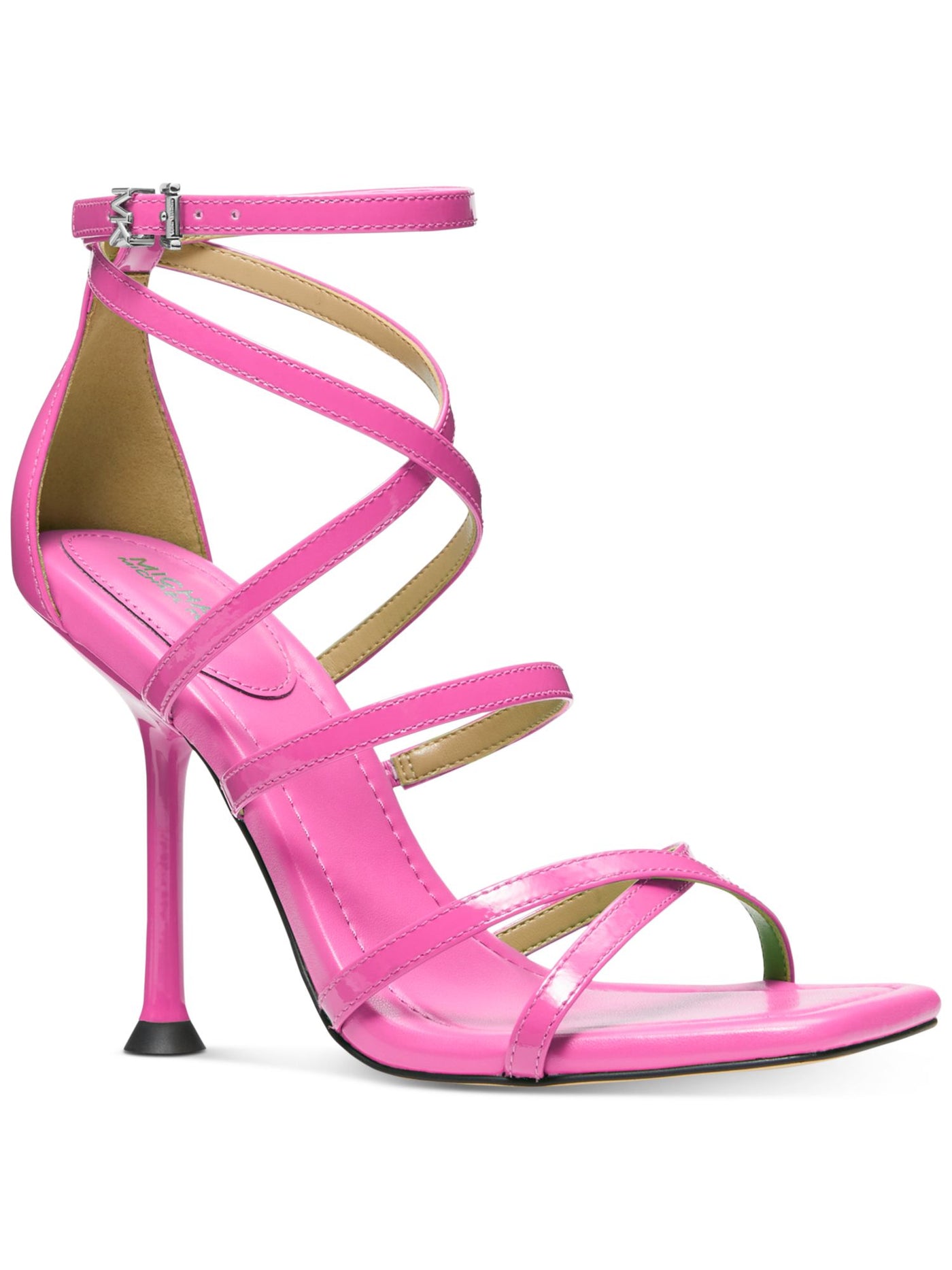 MICHAEL MICHAEL KORS Womens Pink Padded Strappy Imani Square Toe Sculpted Heel Buckle Leather Dress Heeled Sandal 11 M
