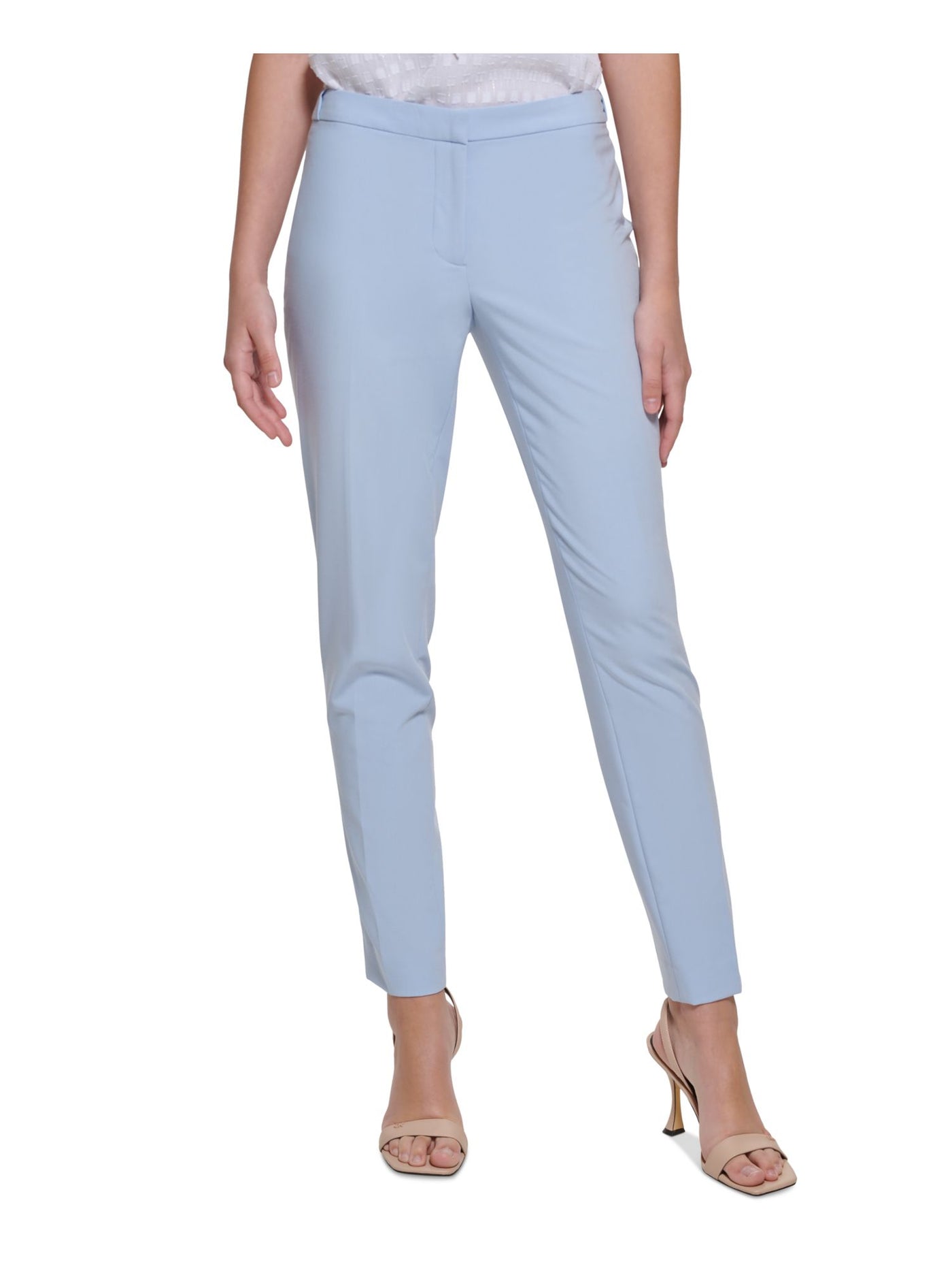 CALVIN KLEIN Womens Light Blue Zippered Pocketed Ankle Wear To Work Skinny Pants Petites 6P