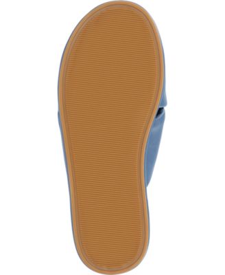 JOURNEE COLLECTION Womens Blue Crisscross Puff Straps Cushioned Addilynn Open Toe Slip On Sandals Shoes