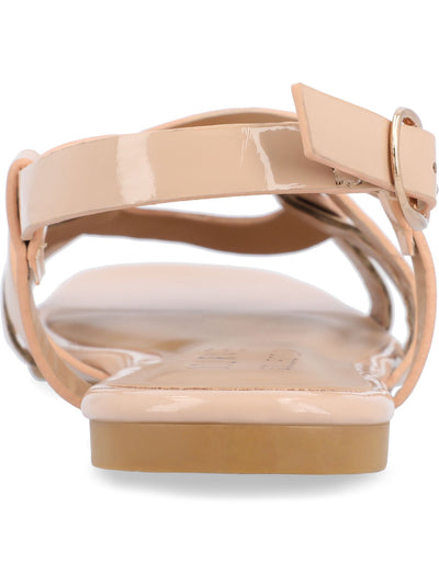 JOURNEE COLLECTION Womens Beige Interlocking Straps Goring Cushioned Alorra Open Toe Buckle Slingback Sandal 10 M