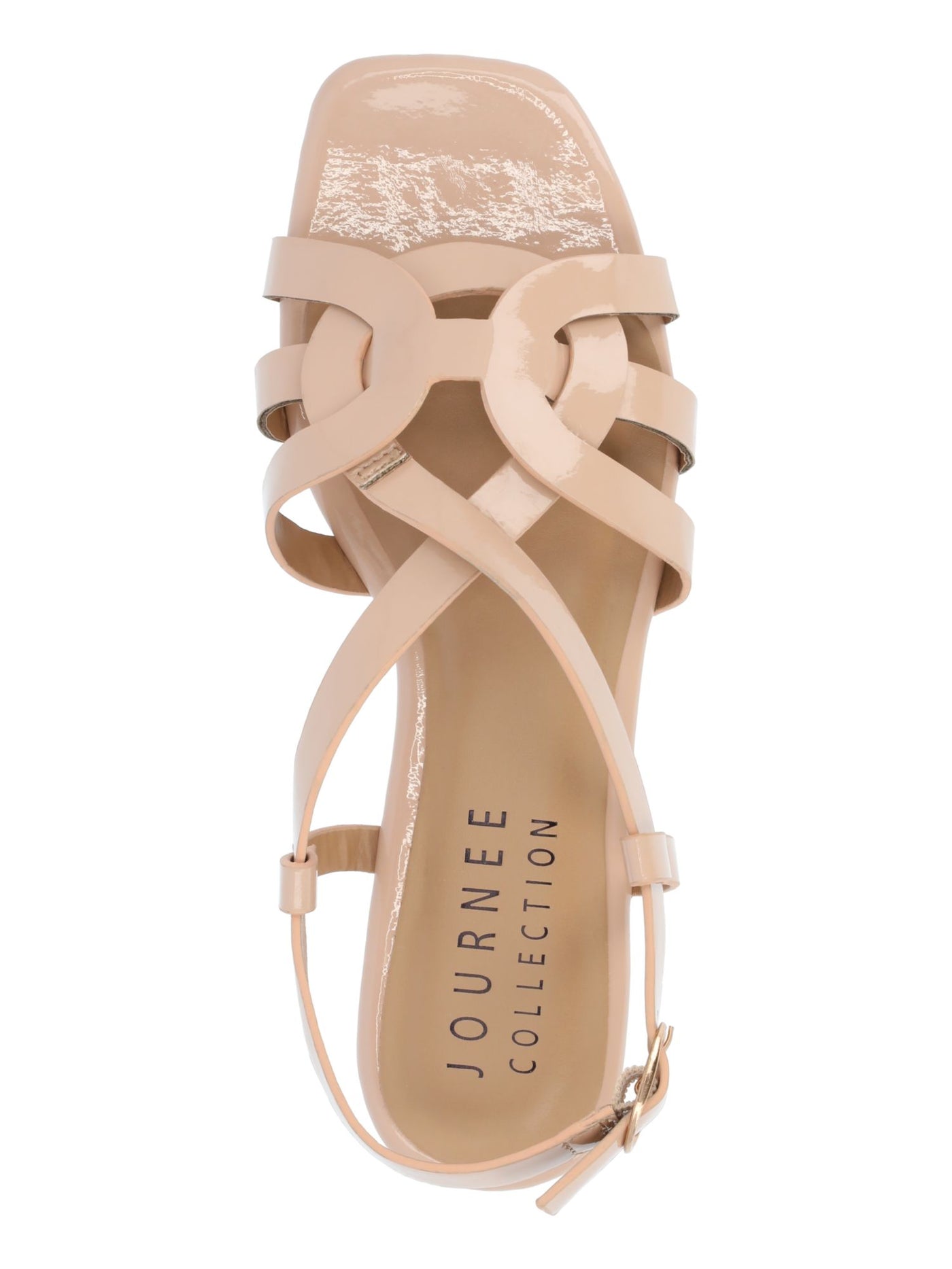 JOURNEE COLLECTION Womens Beige Interlocking Straps Goring Cushioned Alorra Open Toe Buckle Slingback Sandal 10 M