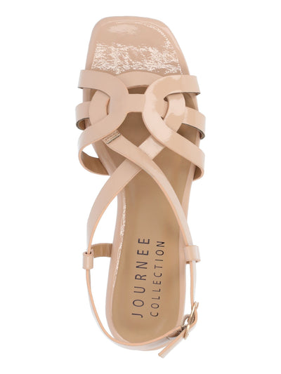 JOURNEE COLLECTION Womens Beige Interlocking Straps Goring Cushioned Alorra Open Toe Buckle Slingback Sandal 10 M