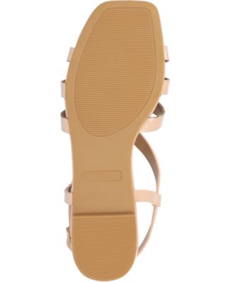 JOURNEE COLLECTION Womens Beige Interlocking Straps Goring Cushioned Alorra Open Toe Buckle Slingback Sandal M