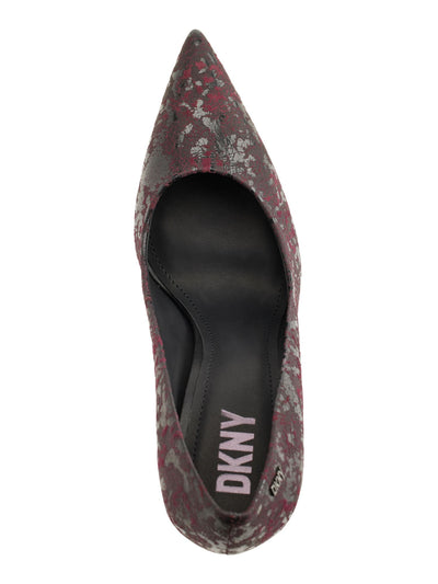 DKNY Womens Burgundy Textured Padded Carisa Pointed Toe Stiletto Slip On Leather Pumps Shoes 9 M