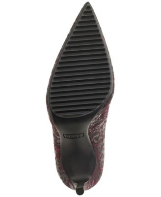 DKNY Womens Burgundy Textured Padded Carisa Pointed Toe Stiletto Slip On Leather Pumps Shoes M
