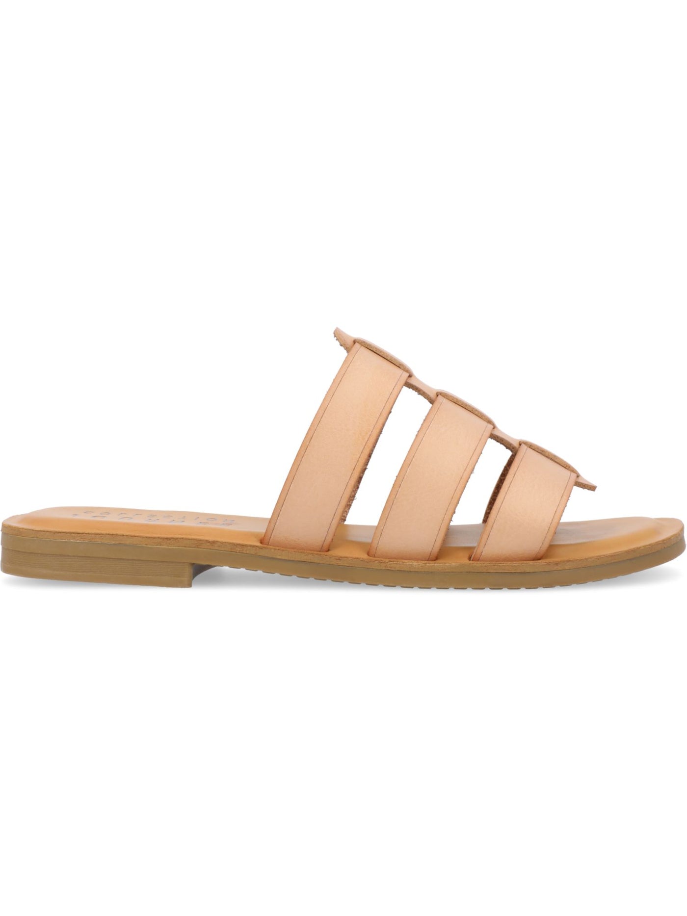 JOURNEE COLLECTION Womens Beige Woven Cushioned Strappy Serrie Round Toe Slip On Slide Sandals Shoes 10