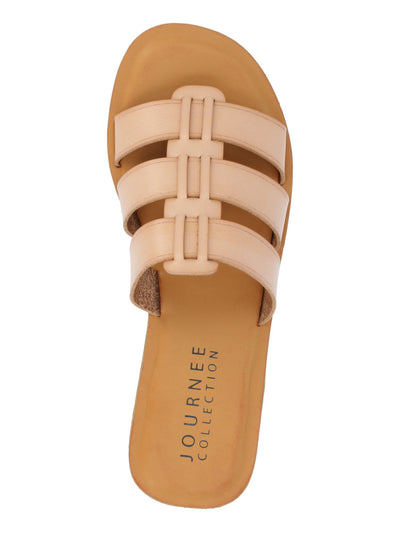 JOURNEE COLLECTION Womens Beige Woven Cushioned Strappy Serrie Round Toe Slip On Slide Sandals Shoes 10