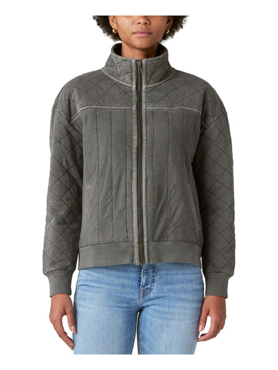 LUCKY BRAND Womens Gray Pocketed Unlined Quilted Zip Up Jacket L