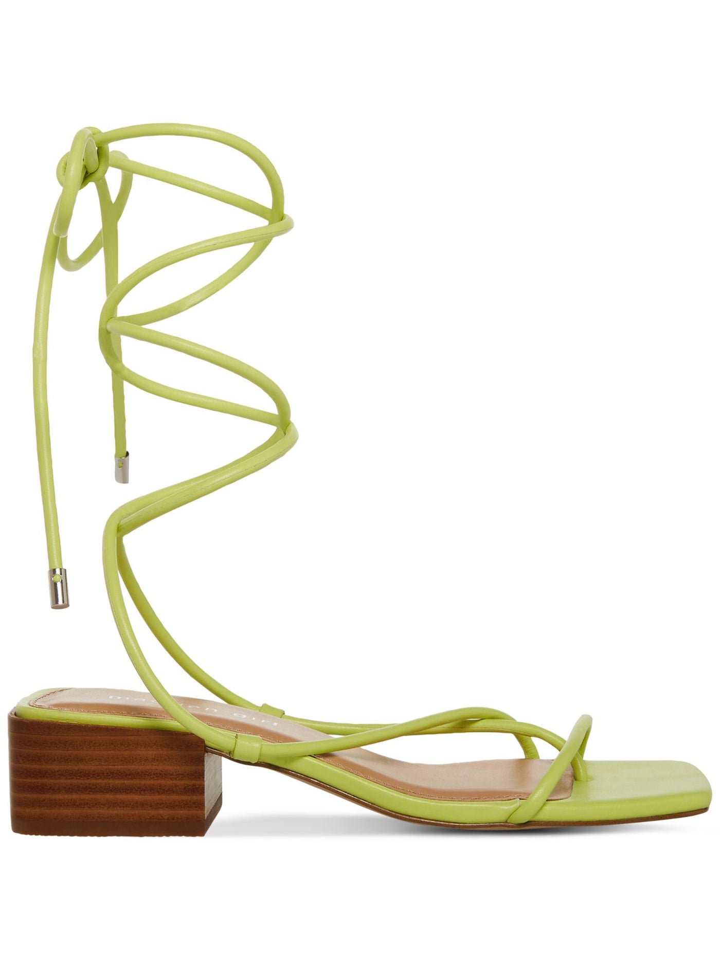 MADDEN GIRL Womens Green Thong Ankle Strap Padded Sorrin Square Toe Block Heel Heeled Sandal 6.5 M