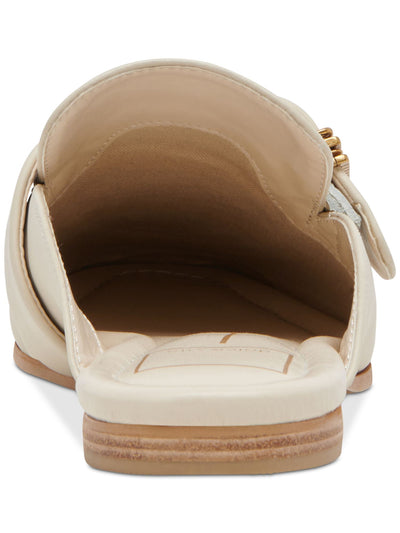 DOLCE VITA Womens Ivory Buckled Strap Padded Santel Almond Toe Slip On Leather Mules 8.5 M