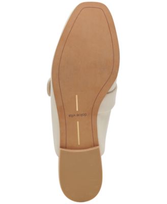 DOLCE VITA Womens Ivory Buckled Strap Padded Santel Almond Toe Slip On Leather Mules M