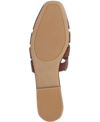 JOURNEE COLLECTION Womens Red Pebbled Padded Strappy Jazybell Square Toe Slip On Mules