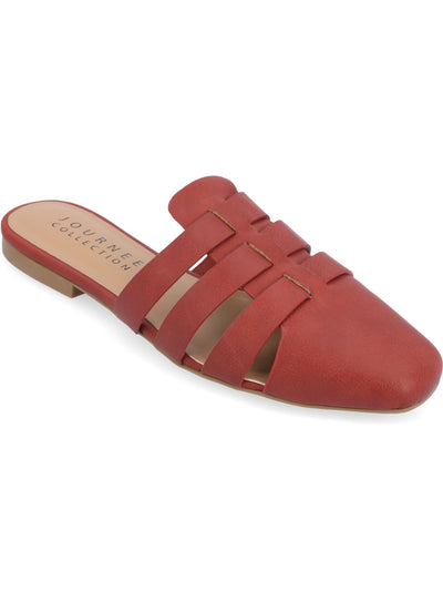 JOURNEE COLLECTION Womens Red Pebbled Padded Strappy Jazybell Square Toe Slip On Mules 10