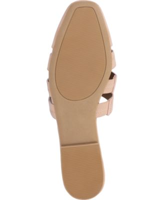 JOURNEE COLLECTION Womens Beige Padded Strappy Jazybell Square Toe Slip On Mules