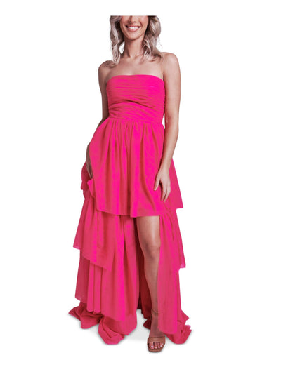 DEAR MOON Womens Zippered Sleeveless Strapless Full-Length Party Gown Dress