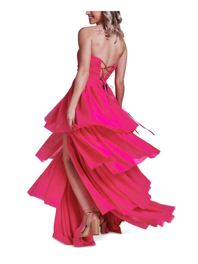 DEAR MOON Womens Zippered Sleeveless Strapless Full-Length Party Gown Dress