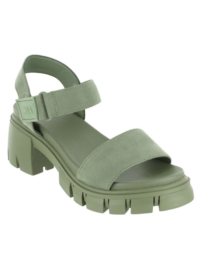MIA Womens Green 1" Platform Cushioned Treaded Skyler Round Toe Sandals Shoes 9 M