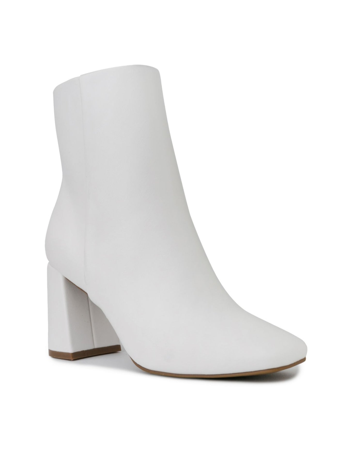 SUGAR Womens White Cushioned Goring Element Square Toe Block Heel Zip-Up Dress Booties 8 M