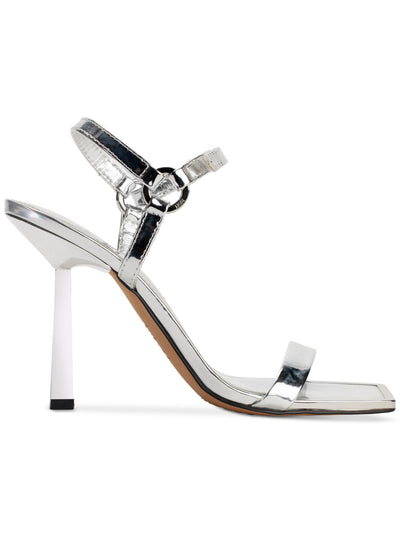 DKNY Womens Silver Ring Hardware Padded Rance Square Toe Stiletto Dress Heeled Sandal 7 M