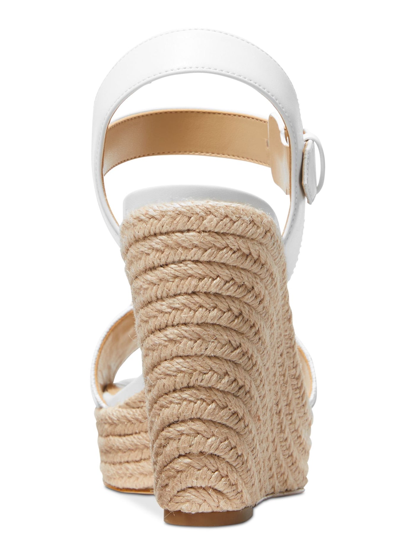 MICHAEL MICHAEL KORS Womens White Logo Embelished 1" Platform Padded Ankle Strap Rory Almond Toe Wedge Buckle Espadrille Shoes 10 M