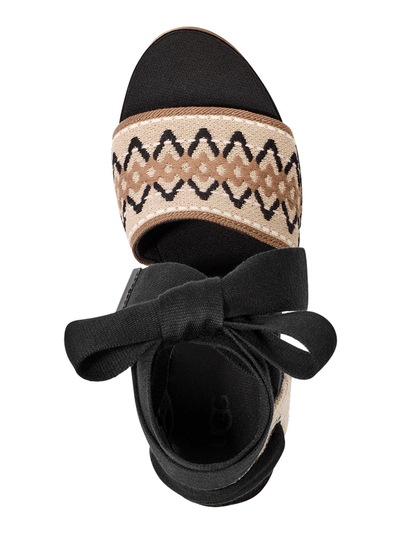 UGG Womens Black Mixed Media 2" Platform Wrapping-Ankle Woven Padded Abbot Round Toe Wedge Lace-Up Espadrille Shoes 8.5