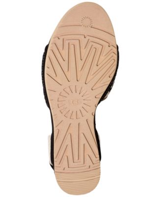 UGG Womens Black Mixed Media 2" Platform Wrapping-Ankle Woven Padded Abbot Round Toe Wedge Lace-Up Espadrille Shoes