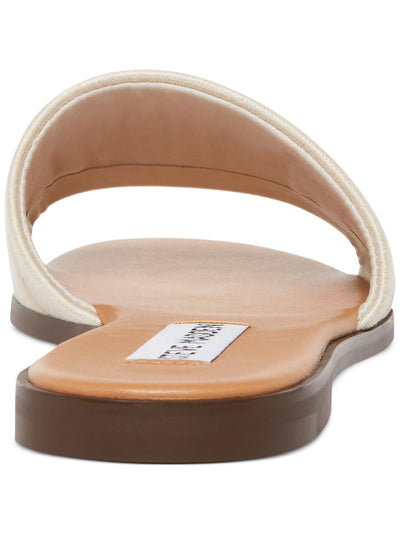 STEVE MADDEN Womens Beige Colorblocked Stripe Embroidered Logo Padded Knox Round Toe Slip On Slide Sandals Shoes 10 M