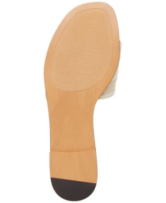 STEVE MADDEN Womens Beige Colorblocked Stripe Embroidered Logo Padded Knox Round Toe Slip On Slide Sandals Shoes M