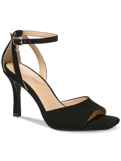 THALIA SODI Womens Black Ankle Strap Padded Delannie Square Toe Stiletto Buckle Dress Heeled Sandal 11 M