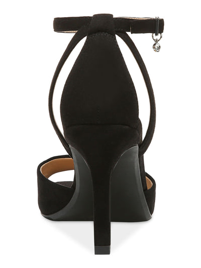 THALIA SODI Womens Black Ankle Strap Padded Delannie Square Toe Stiletto Buckle Dress Heeled Sandal 9.5 M
