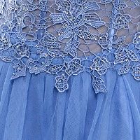 BCX DRESS Womens Blue Zippered Rhinestone Padded Boning Sheer Lined Floral Sleeveless Sweetheart Neckline Short Party Fit + Flare Dress