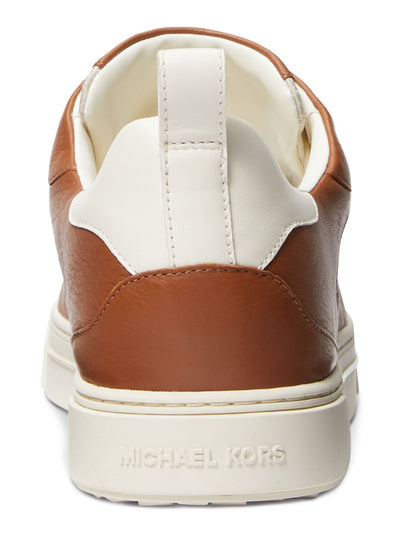 MICHAEL KORS Mens Beige Mixed Media Heel Pull-Tab Flexible Cushioned Baxter Round Toe Platform Lace-Up Sneakers Shoes 10.5 M