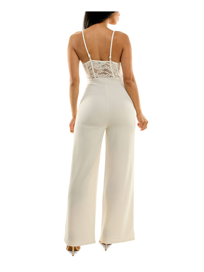 ALMOST FAMOUS Womens Ivory Spaghetti Strap Sweetheart Neckline Party Cami Wide Leg Jumpsuit XL