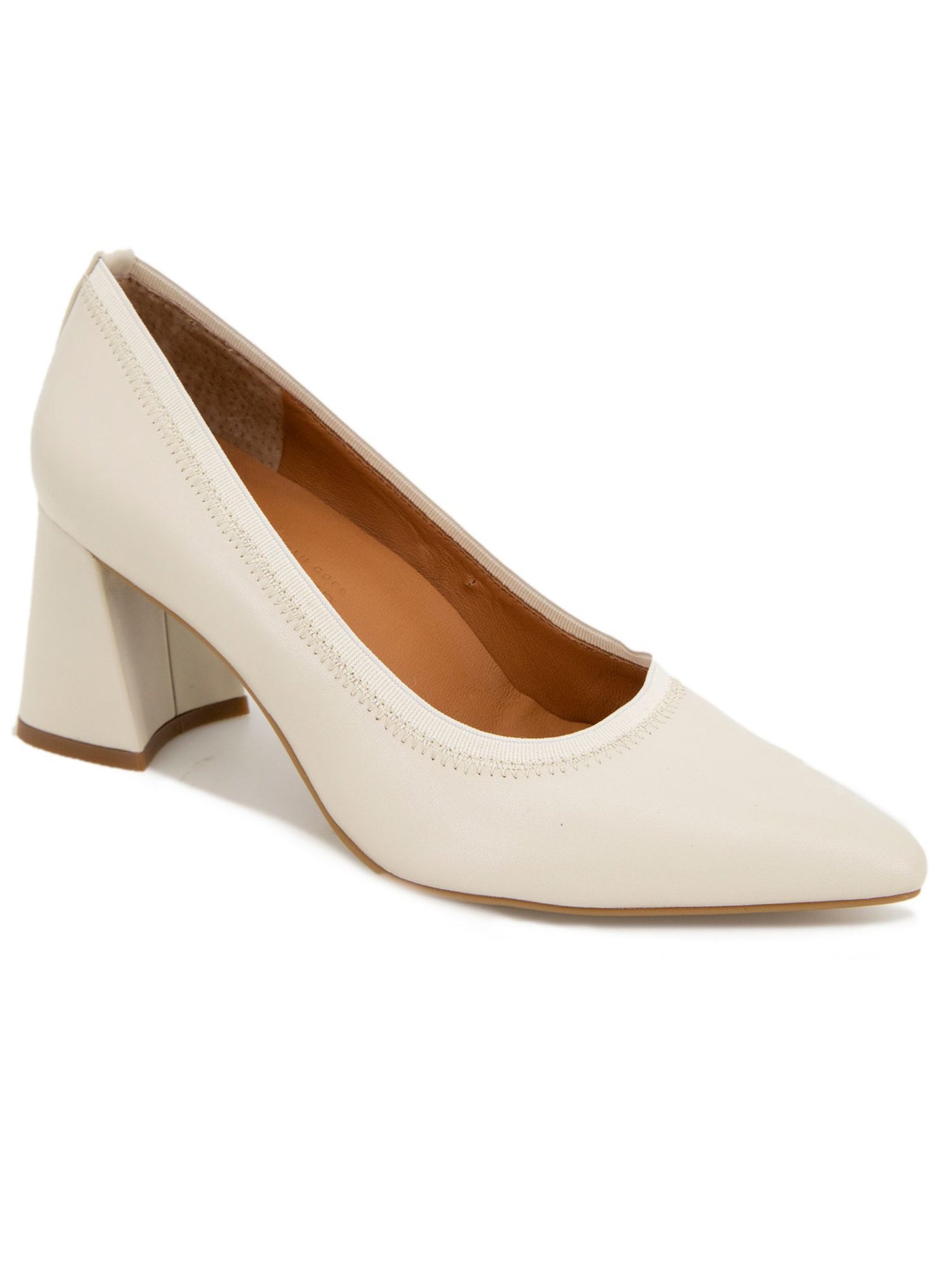 GENTLE SOULS KENNETH COLE Womens Beige Cushioned Dionne Pointed Toe Flare Slip On Leather Pumps Shoes 10 M