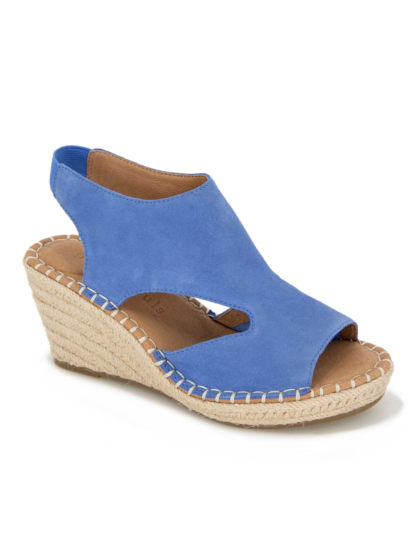 GENTLE SOULS KENNETH COLE Womens Blue Goring Padded Cody Open Toe Wedge Slip On Leather Espadrille Shoes 8.5 M