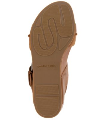 GENTLE SOULS KENNETH COLE Womens Brown Mixed Media Cushioned Giulia Open Toe Wedge Buckle Leather Sandals Shoes M